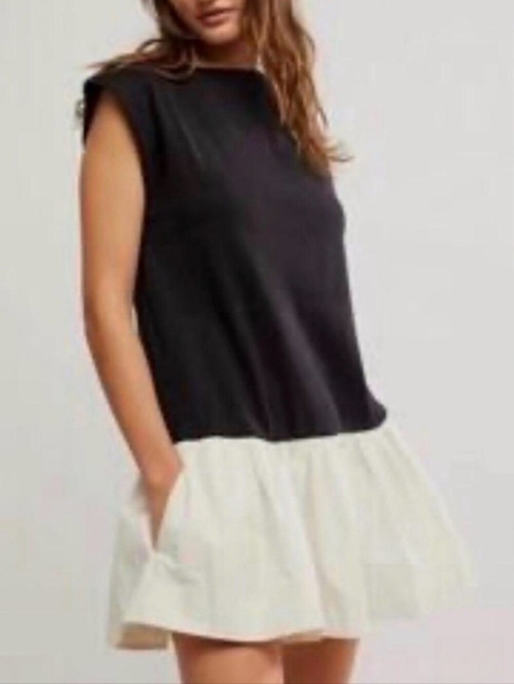 Free People Simply Smitten Black & White Mini Dress OB1297645